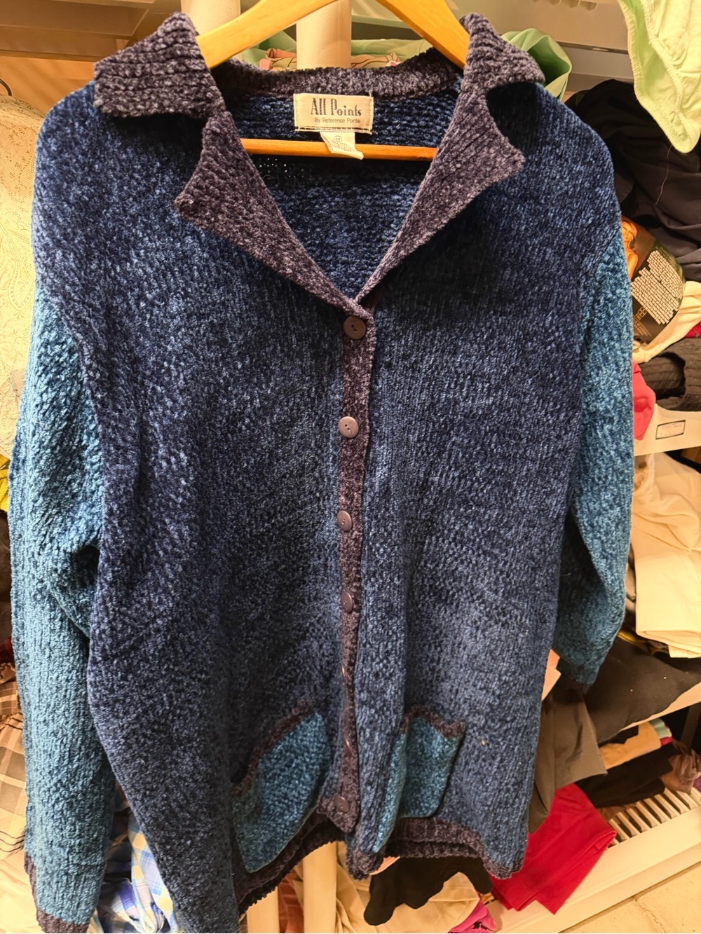 Y2K /90s Colorblock blue - button cardigan